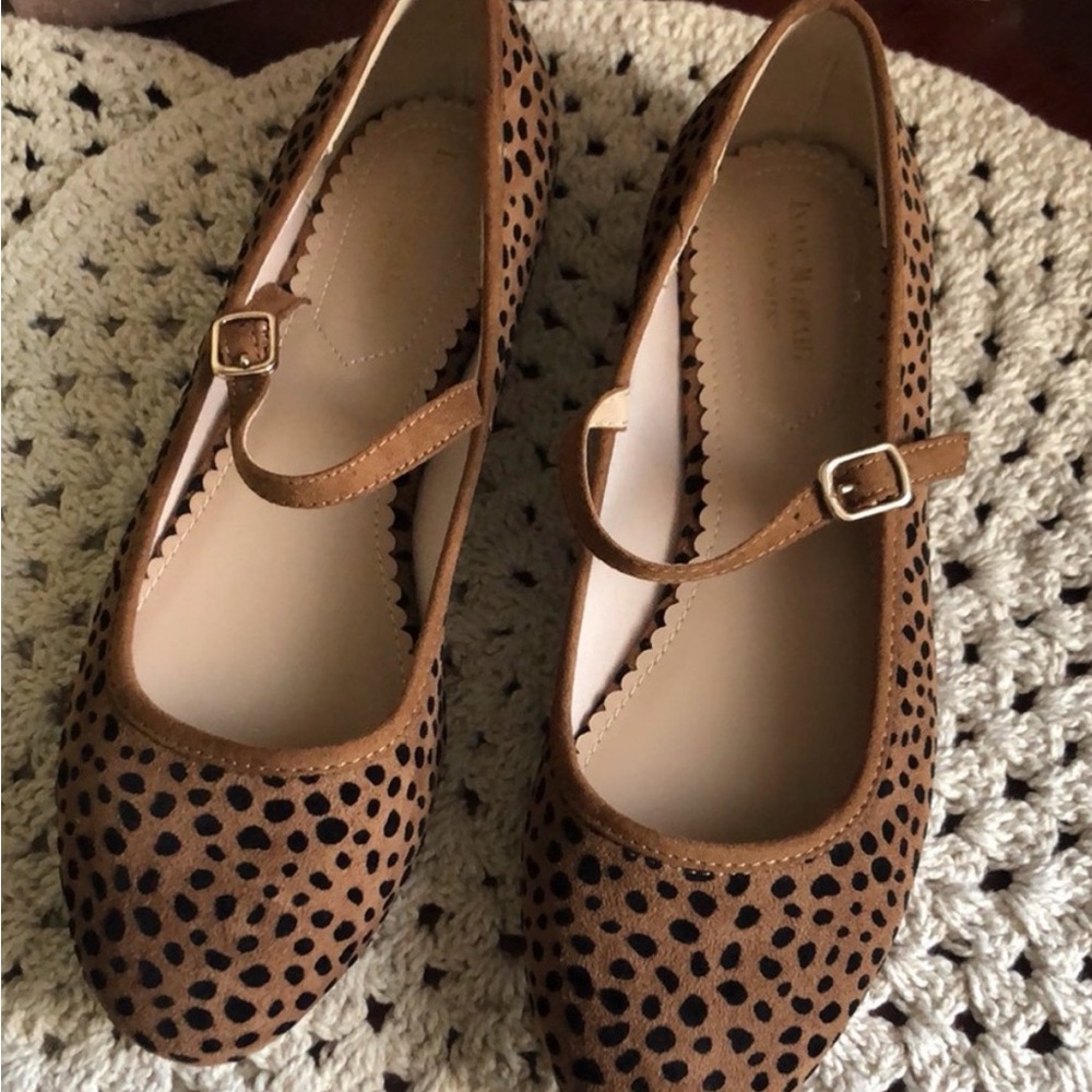 Isaac Mizrahi Cheetah Print Mary Jane Flats Size 8.5 Brown Black Animal Print - Picture 2 of 5